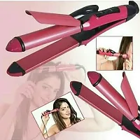 Beggie 2 - In-1 Ceramic Coating Plates Fast Heat up, Combo Beauty Set Professional Hair Straightener  Curler with Wooden Print Comb for Women  Men-thumb2