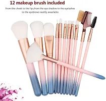 FOZZBY Makeup Brush Set With Storage Barrel - Pack of 12 (Light Pink)-thumb1