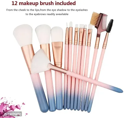 FOZZBY Makeup Brush Set With Storage Barrel - Pack of 12 (Light Pink)-thumb2