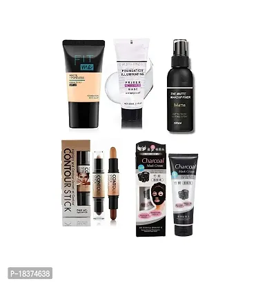 FOUNDATION 18ML, PRIMER 50ML, FIXER 100ML, CONTOUR STICK + CHARCOAL BLACKHEAD MASK CREAM FOR CLEAR DIRT  OIL