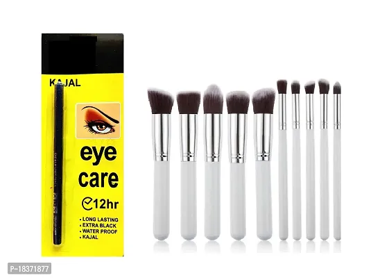 ADS KAJAL EYE CARE LONG LASTING 12HR, (PACK OF - 1) + 10X1 BRUSH FOR MAKEUP