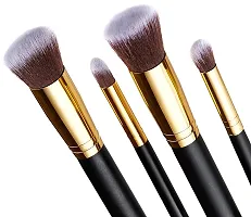 Women's  Girl's 1Fiber Bristle Makeup Brushes - Black and Golden, Set of 10 Pcs-thumb4