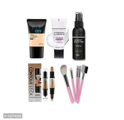 FOUNDATION 18ML, PRIMER 50ML, FIXER 100ML, CONTOUR STICK + 5X1 BRUSH