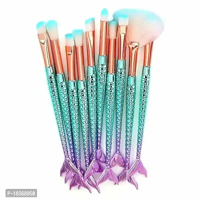 DATNASAYAD?Makeup Brushes Set 10pcs 3d Mermaid Makeup Brush Cosmetic Brushes Eyeshadow Eyeliner Blush Brushes-thumb0