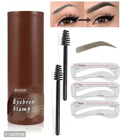 BEGGIE Eyebrow Stamp and Eyebrow Stencil Kit - Eyebrow Stamp and Shaping Kit for Perfect Brow, 3 Eyebrow Stamp Stencils Kit and 2 Eyebrow Brushes, Long-lasting, Waterproof (BLACK)