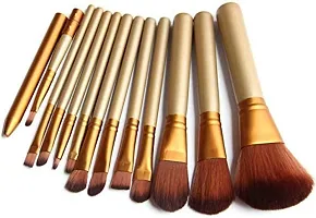 Women's  Girl's 12 Pcs Brown Soft Bristles Makeup Brushes Kit with 2 Pink Beauty Blenders - (Pack of 14)-thumb2