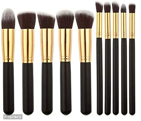 Women's  Girl's Makeup Brushes Set Tool Pro Foundation Blending Blush Eyeliner Face Powder Brush Kit, Gold Black - (Set of 10)