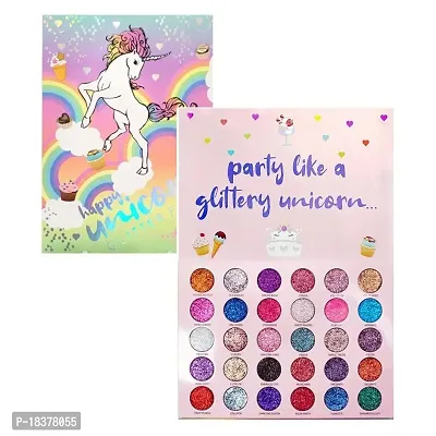 Fozzby Beauty Professional Gelanzi Party Like a Glittery Unicorn Glitter Eyeshadow Palette, Shimmery Finish - Multicolor-thumb2