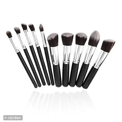 Women's  Girl's 10 Pcs Fiber Bristle Makeup Brush Set, Black - (Pack of 10)-thumb5