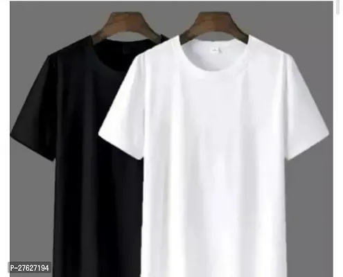 Reliable Polyester Solid Round Neck Tees For Men Pack Of 2-thumb0