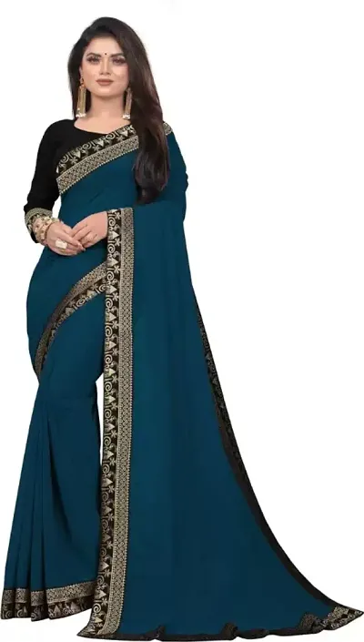 Georgette Lace Border Saree with Blouse piece