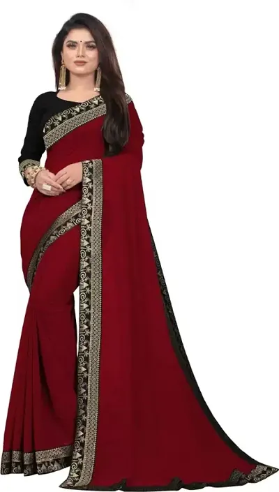 Georgette Lace Border Saree with Blouse piece