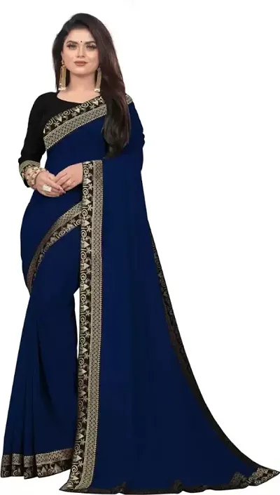 Vichitra Silk Lace Border Sarees With Blouse Piece