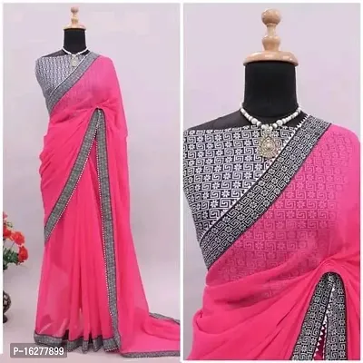 Solid/Plain Bollywood Georgette Saree/ New Super Trending Designer Saree Collecrion / Fency Saree  / Georgette Saree / Jkakarsha Fashionable Sarees