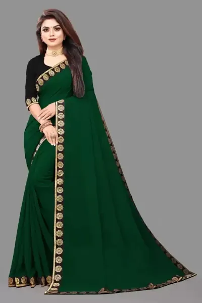Solid Georgette Sarees With Blouse Piece