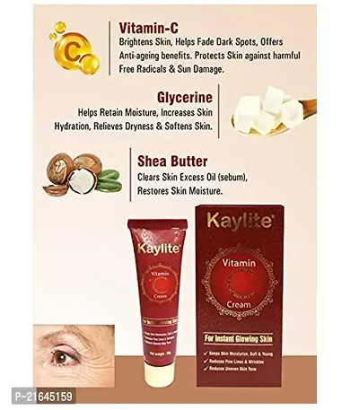 Kaylite Vitamin C Cream for Instant Glowing Reduces Fine Lines Wrinkles Brightening Face Cream for All Skin Types (30 Gm) Pack of 3-thumb2