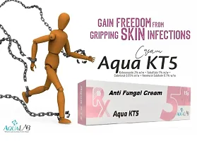 Aqua Kt-5 Anti Fungal Cream Pack of - 5 + Dermifresh Prickly Heat Talcum Powder 150g each Rose Fragrance-thumb1