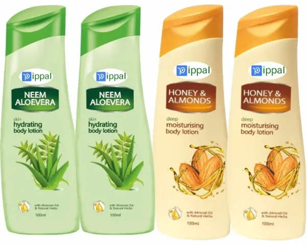 Almonds With Honey Body Lotion 100Ml (Pack of 2) And Neem Aloevera Skin Hydratingg Body Lotion 100Ml (Pack of 2)