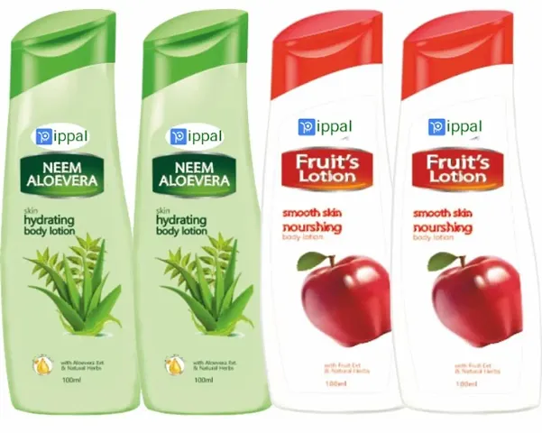 Neem Aloevera Skin Hydratingg Body Lotion 100Ml (Pack of 2) And Fruit Ultra Smooth Skin Nourishing Body Lotion 100Ml (Pack of 2)