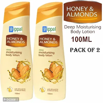 Almonds With Honey Body Lotion (100 Ml) Pack of 2 Deep Moisturizer for Women  Men, Ideal for Normal to Dry Skin - Enriched with Almond  Honey Summer  Winter Skin Care-thumb0