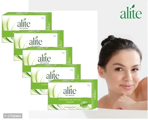 Alite Active Neem And Aloevera Soap For Acne Free Skin 75g Pack Of 5-thumb0