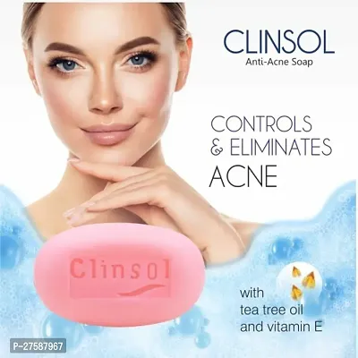 Clinsol Anti-Acne Soap For Acne And Pimple Free Skin, Tea Tree Oil And Vitamin E 75g Pack of - 5-thumb3