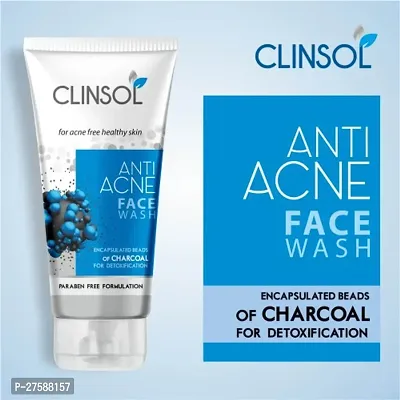 Clinsol Anti-Acne Charcoal Face Wash For Acne And Pimple Free Skin 70g Pack of - 6-thumb4