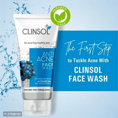 Clinsol Anti-Acne Charcoal Face Wash For Acne And Pimple Free Skin 70g Pack of - 6-thumb3