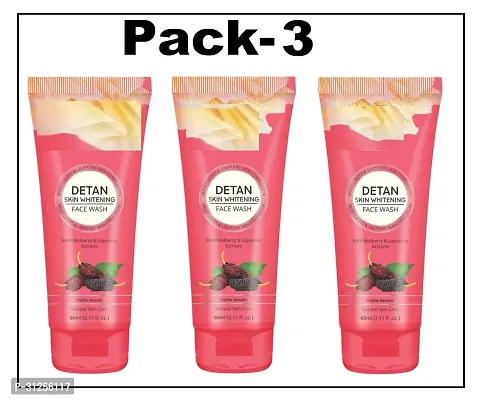 De-Tan Skin Whitening Face Wash Moisturizes  Lightens Skin Complexion (pack of 3)