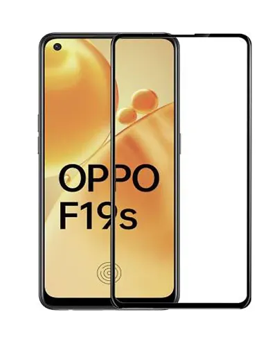 Knotyy Edge to Edge Full-Screen Coverage Curved Full Tempered Glass Screen Guard for Oppo F19s (Black,Pack of 1)