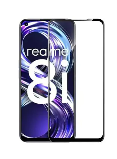 Knotyy Edge to Edge Full-Screen Coverage Curved Full Tempered Glass Screen Guard for Realme 8i (Black,Pack of 1)