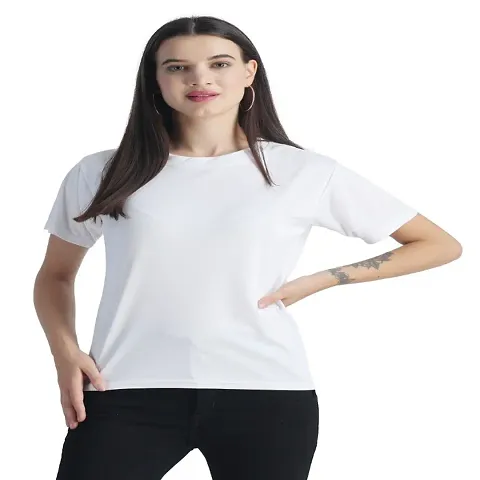 URKNIT Round Neck Solid Women Cotton T-Shirts