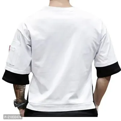 Solid Mens Cotton Blend Round NecK Tshirt-thumb2