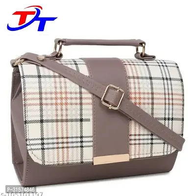 Stylish Checked Sling Bag for Women-thumb0