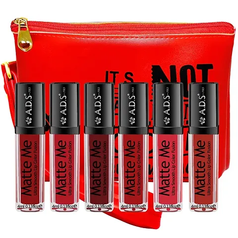 Ultra Smooth Matte Lipstick With Makeup Pouch,Lip Makeup, Makeup Organiser, Multi Shade Red (Bg4001-2181B)