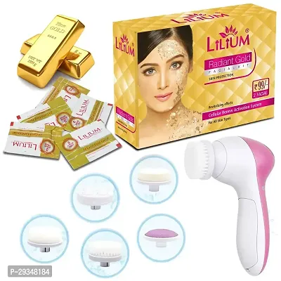 Lilium Gold Facial Kit 60G With Multifunction 5In1 Massager