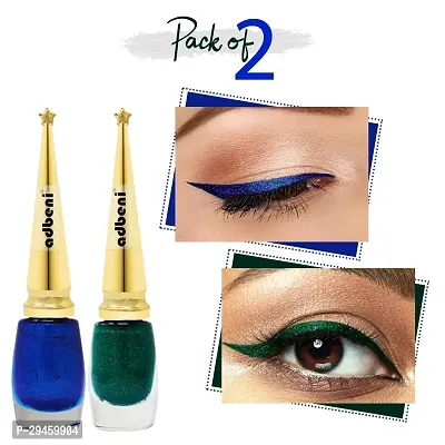 Abdeni Quick Dry Eye Liner, Water Resistant, Shade- Green 03, Blue 07, 5.5Ml 5.5 Ml (Green, Blue)