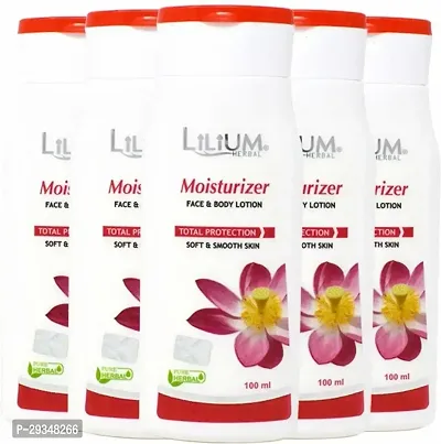 Lilium Herbal Regular Moisturizer For Face And Body Lotion Pack Of 5 100 Ml Each-thumb0