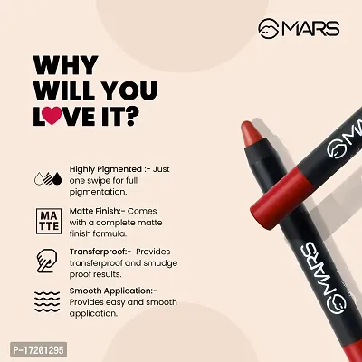 MARS Long Lasting Crayon Lipstick up to 12 Hours Stay | Matte Finish | Waterproof | Won't Smudge Won't Budge Lip Crayon (3.5 gm) 23-I Am Cute-thumb4