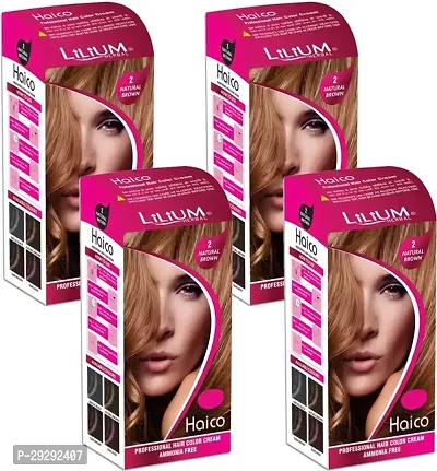 Herbal Haico Professional Hair Color Cream Pack Of 4, 112G, Brown-thumb0