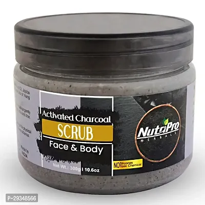 Nutripro Charcoal Face Scrub 300Gm Detoxify And Exfoliate Scrub Deep Cleansing Pore Minimizing And Skin Brightening Suitable For All Skin Types