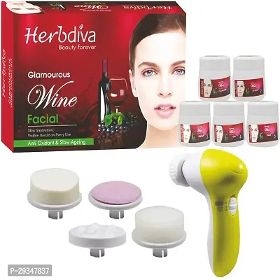 Herbdiva Glamourous Wine Facial Kit 500Gm With 5In1 Face Massager Pack Of 2