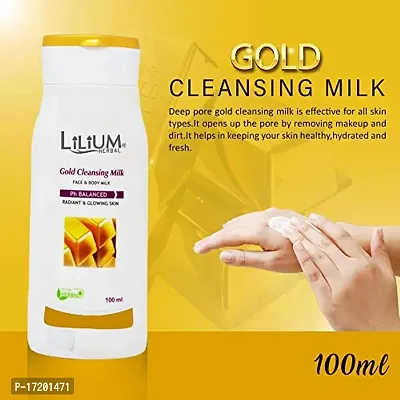 Lilium Aloe Vera Moisturizer Face  Body Lotion with Gold Cleansing Milk, 100ml Each-thumb2