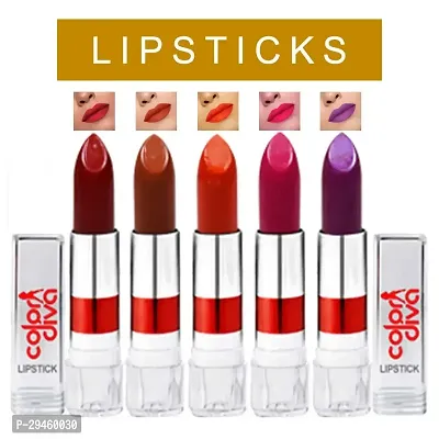 Glossy Lipstick Pack Of 5 (Red, Brown, Orange, Purple, Pink, 4.5 G)-thumb0