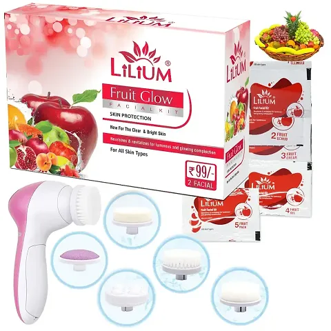Lilium Facial Kit for Glowing Skin, 60g with Multifunction 5in1 Massager