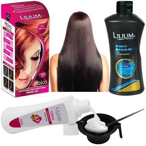 Super Sale Hair Colour Combo Of Burgundy Hair Colour Cream Developer Black Shampoo Bowl And Brush Pack Of 4