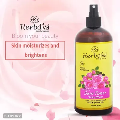 Herbdiva Clarifying Rose Skin Toner Toning Water 500ml|24 Hour Fresh Skin,Perfect Protection|Rose  Cucumber Extract|Fresh  Glowing Skin|All Skin Types.-thumb3