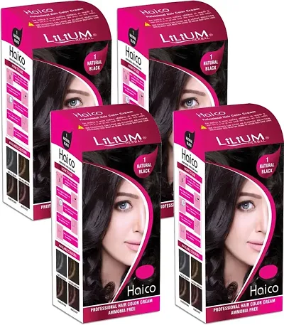 Herbal Haico Professional Hair Color Cream Pack Of 4, 112G ,Black