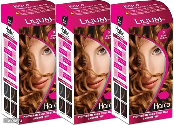 Herbal Haico Professional Hair Color Cream Pack Of 3, 112G, Dark Brown-thumb0