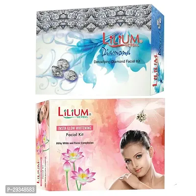 Lilium Whitening And Diamond Facial Kit For Extra Glow And Smoothness 80 Grams Each-thumb0